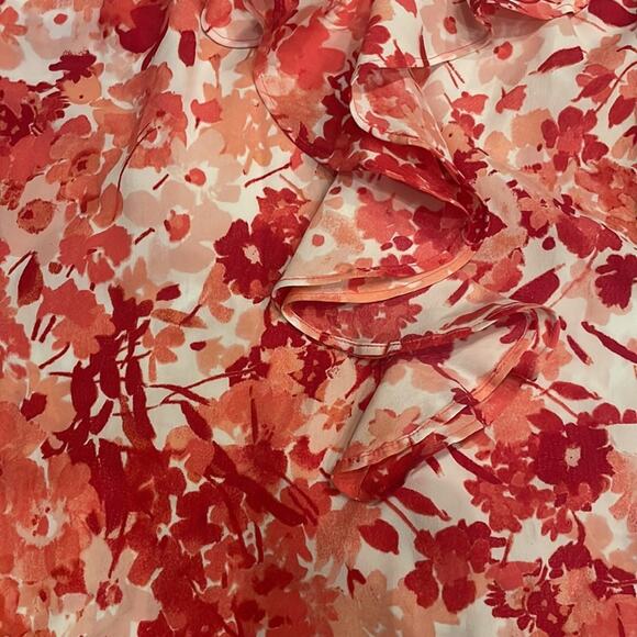 LOFT RUFFLE sleeveless PINK FLORAL blouse size XS - Picture 3 of 7